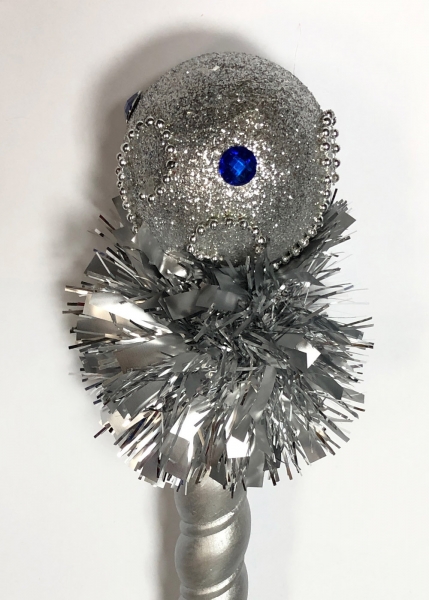 ПОСОХ РАЗБОРНОЙ СПИРАЛЬНЫЙ СЕРЕБРО (3 ЧАСТИ)