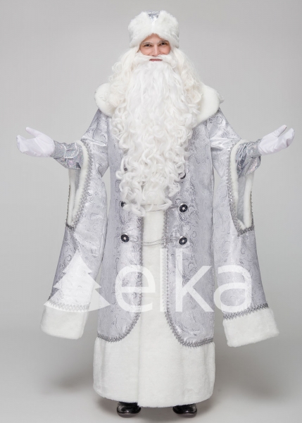 КОСТЮМ ДЕДА МОРОЗА БОЯРСКИЙ СЕРЕБРЯННЫЙ